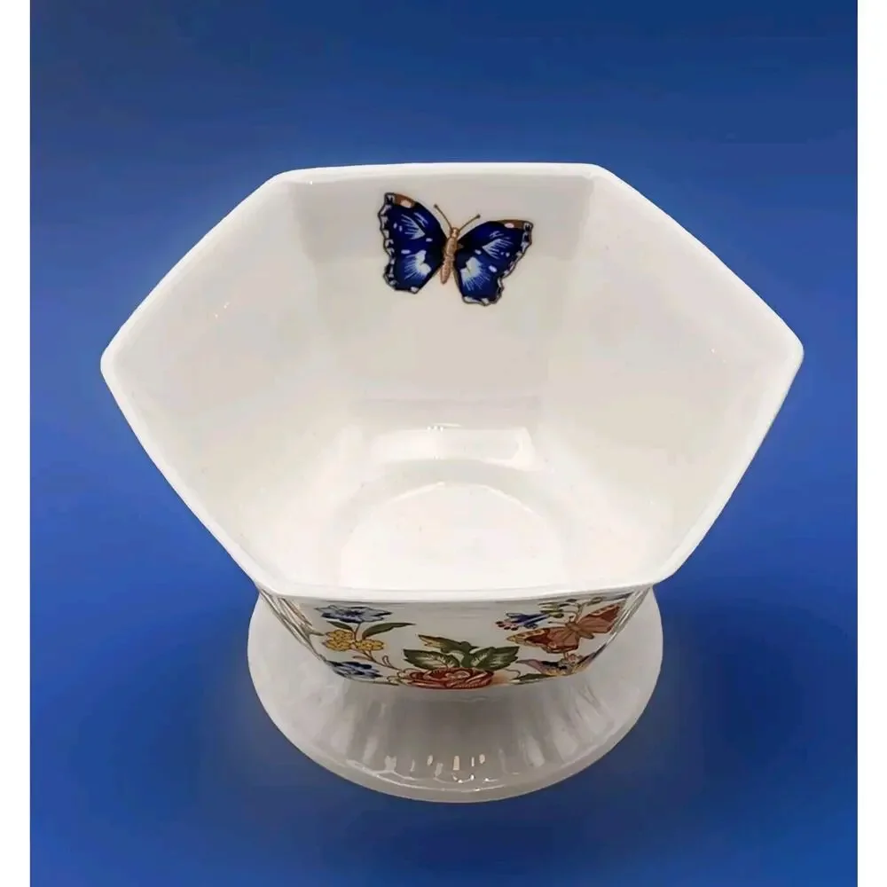Aynsley Cottage Garden Hexagon Footed Bowl English Bone China 3